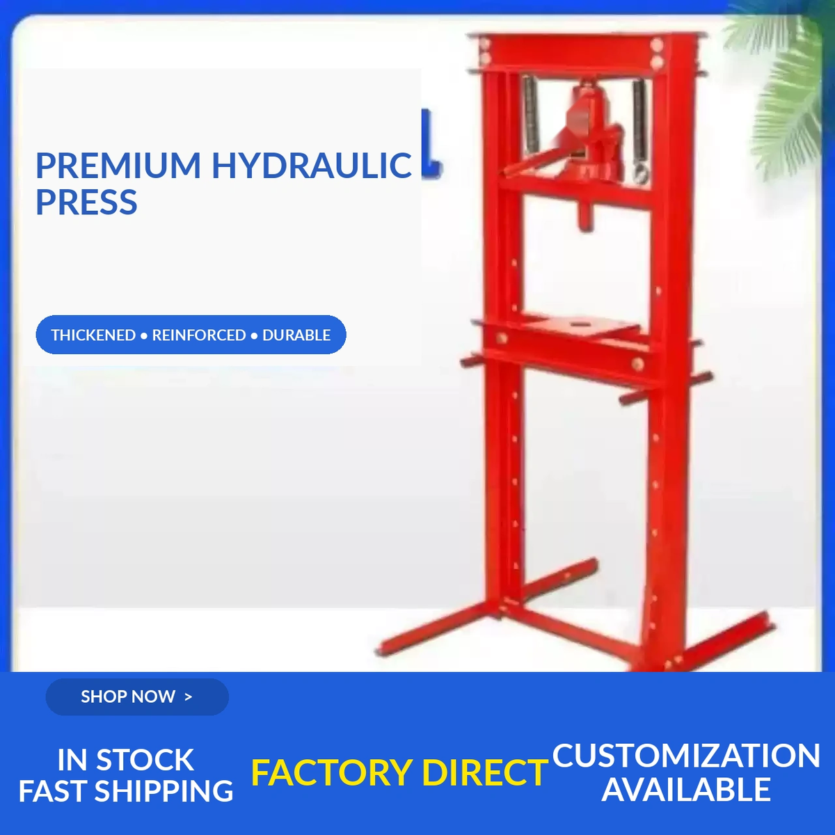 Heavy-Duty Hydraulic Shop Press with Adjustable Working Frame